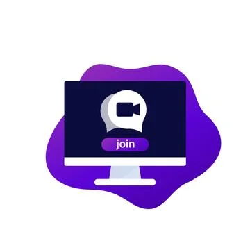 Join video chat, vector icon 스톡 일러스트