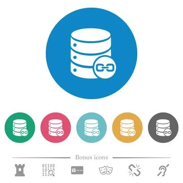 Joined database tables flat round icons Stock Illustration
