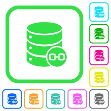 Joined database tables vivid colored flat icons icons Stock Illustration