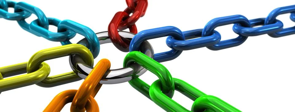 Joined Multicolored Chains Teamworking And Join Us Concept Stock Illustration