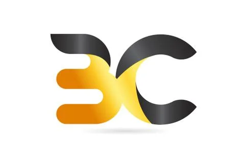 Joined or connected BC B C yellow black alphabet letter logo combination Stock Illustration