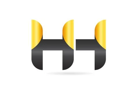 Joined or connected HH H H yellow black alphabet letter logo combination Stock Illustration