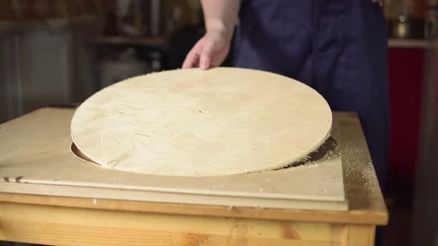 Joiner engaged in woodworking in workshop. Stock Footage 108319849