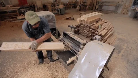 Joiner Working On The Planer 스톡 동영상 89576773