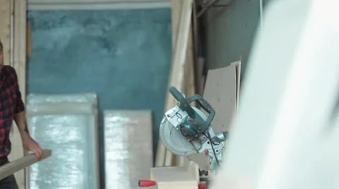 The joiners shop. Woodworker Video stock 61822098