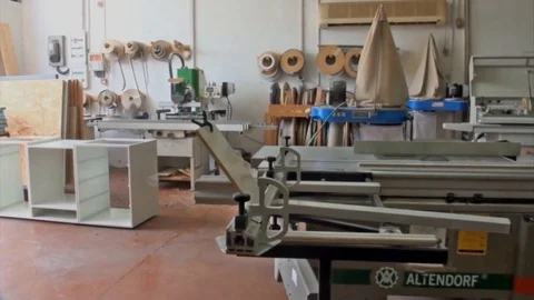 Joinery workshop equipped Stock Footage