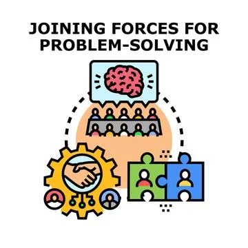 Joining forces for problem solving business strategy Stock Illustration