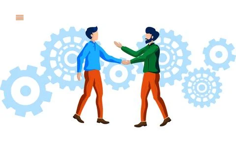 Joining hands for work and process vector illustration concept Stock Illustration