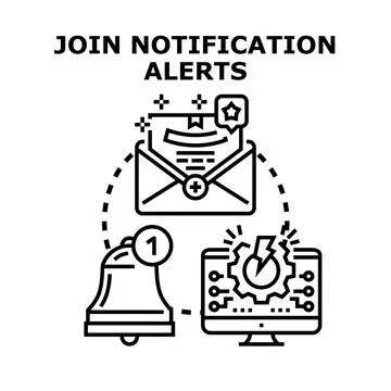 Joining notification alerts for important email communication Stock Illustration