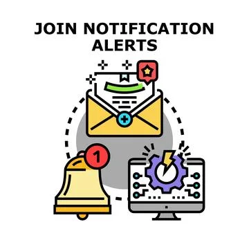 Joining notification alerts for important email communication Stock Illustration