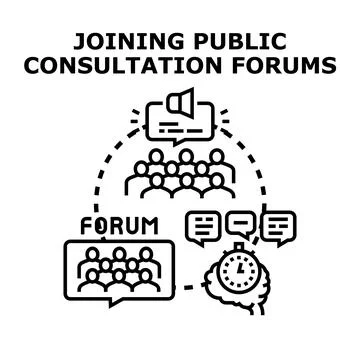 Joining public consultation forums concept vector illustration Stock Illustration