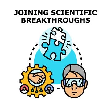 Joining scientific breakthroughs in collaborative research Stock Illustration