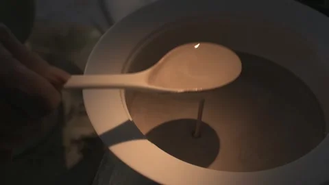 Joining thrown porcelain sections with clay slip Stock-Footage 338341597
