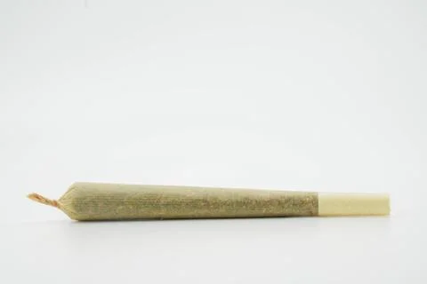 A joint after rolling, marijuana cigarette. Joint rolled cannabis cigarette Stock-Fotos