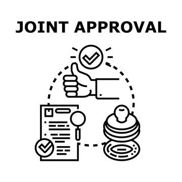Joint approval concept with document, stamp and thumbs up Stock Illustration