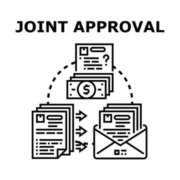 Joint approval process involving financial payment and documentation 스톡 일러스트