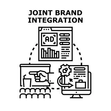 Joint brand integration process on digital platform Stock Illustration