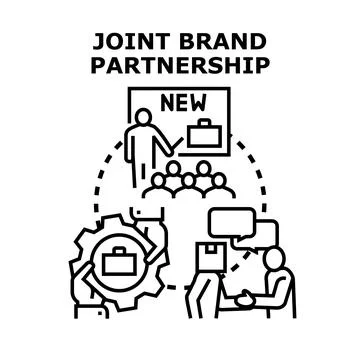 Joint brand partnership collaborating creating business strategy Illustrazione stock