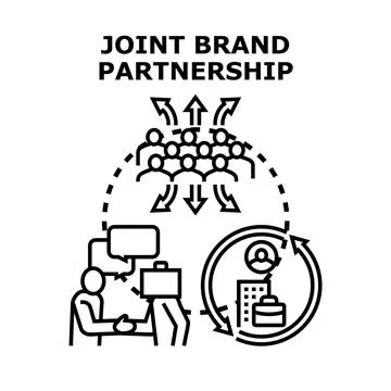 Joint brand partnership collaborating creating business synergy Stock Illustration