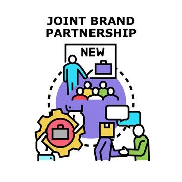 Joint brand partnership collaborating creating business strategy Stock Illustration