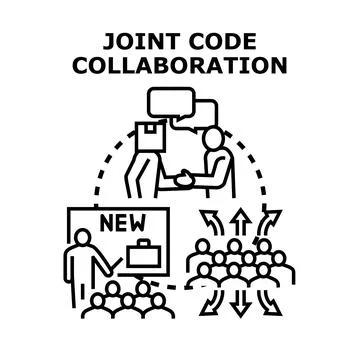 Joint code collaboration and teamwork development process Stockillustratie