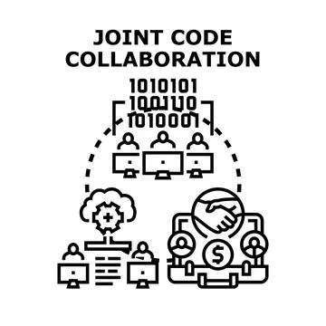 Joint code collaboration concept working on software development Illustrazione stock