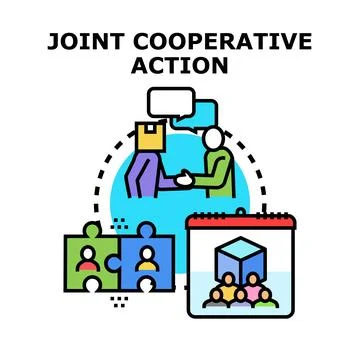 Joint cooperative action planning and teamwork Stock Illustration