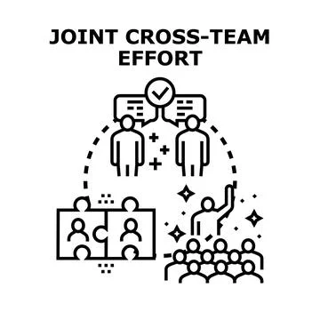 Joint cross team effort collaboration and communication concept Stock Illustration
