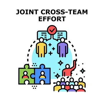 Joint cross team effort collaboration and communication concept Stock Illustration