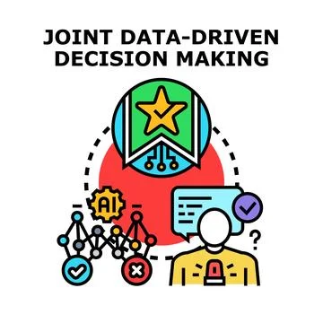 Joint data driven decision making strategy diagram Stock Illustration