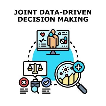 Joint data driven decision making analyzing information Stock Illustration