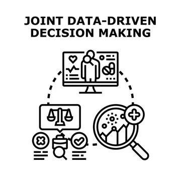 Joint data driven decision making analyzing information Stockillustratie