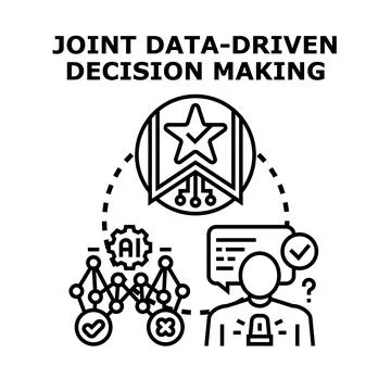 Joint data driven decision making strategy diagram Illustrazione stock