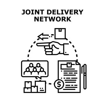 Joint delivery network system cooperating with logistics Stock Illustration