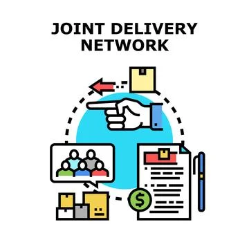 Joint delivery network system cooperating with logistics Stock Illustration