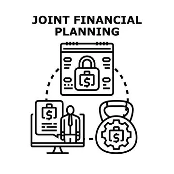 Joint financial planning for strong secure investment future Stock Illustration