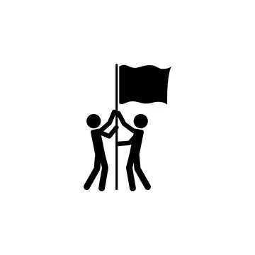 Joint flag raising icon. Elements of teamwork icon. Premium quality graphic Illustrazione stock