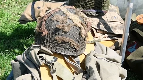 The joint-forces and historical reenacter parachute jump - 2018 Stock Footage 95606070