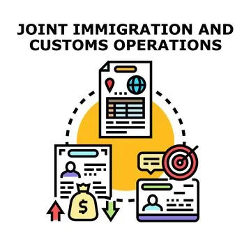 Joint immigration and customs operations concept vector Stock Illustration