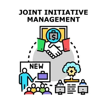 Joint initiative management developing business partnership strategy Illustrazione stock