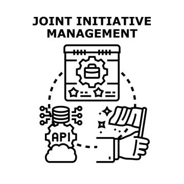 Joint initiative management developing business strategy Ilustração Stock