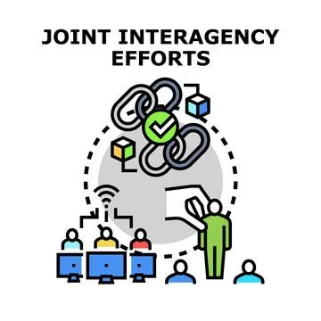 Joint interagency efforts for collaborative teamwork and success Stock Illustration