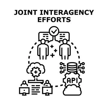 Joint interagency efforts vector black concept Stock Illustration