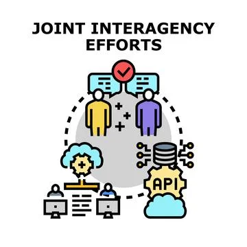 Joint interagency efforts vector color concept Stock Illustration