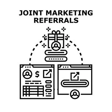 Joint marketing referrals program generating business Stock Illustration