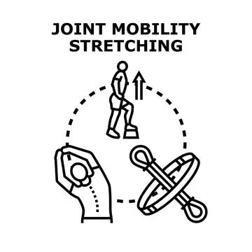 Joint mobility stretching exercising person and elastic band concept Stock Illustration