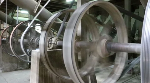 Joint of old machine working by water steam engine in agricultural factory Stock Footage 59635645