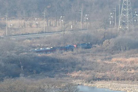 Joint Onsite Survey for Connection and Modernization of Inter-Korean Railway, Pa Stock Photos
