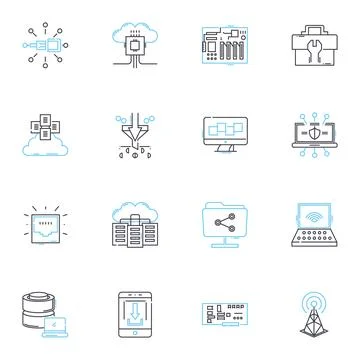 Joint partnetship linear icons set. Collaboration, Alliance, Fusion, Unity Stock Illustration