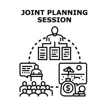 Joint planning session developing business strategy goals Illustrazione stock